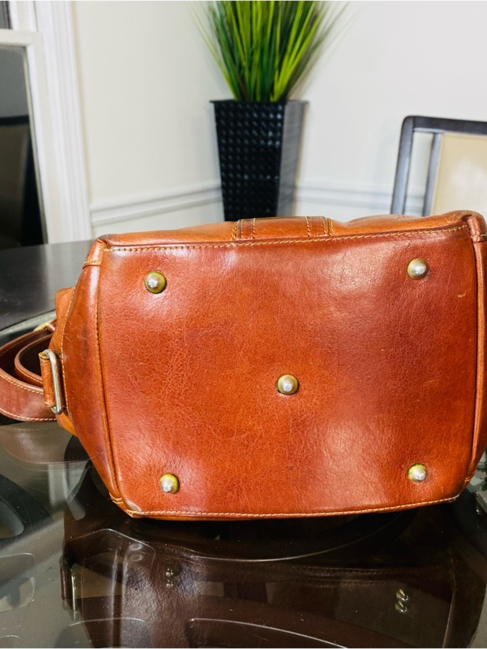 Marino Orlandi Cognac Brown Leather Shoulder Bag - Picture 7 of 12